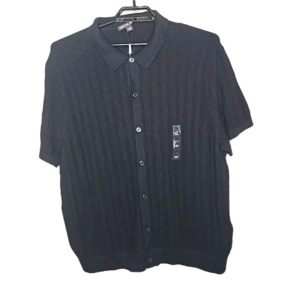 Michael Kors Sweater Shirt Men's Size XXL Black Button Up Short Sleeve t72 - Picture 1 of 8